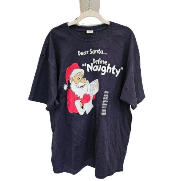 Hybrid New Dear Santa Define Naughty Men's Short Sleeve Graphic Holiday T-Shirt - Picture 1 of 6